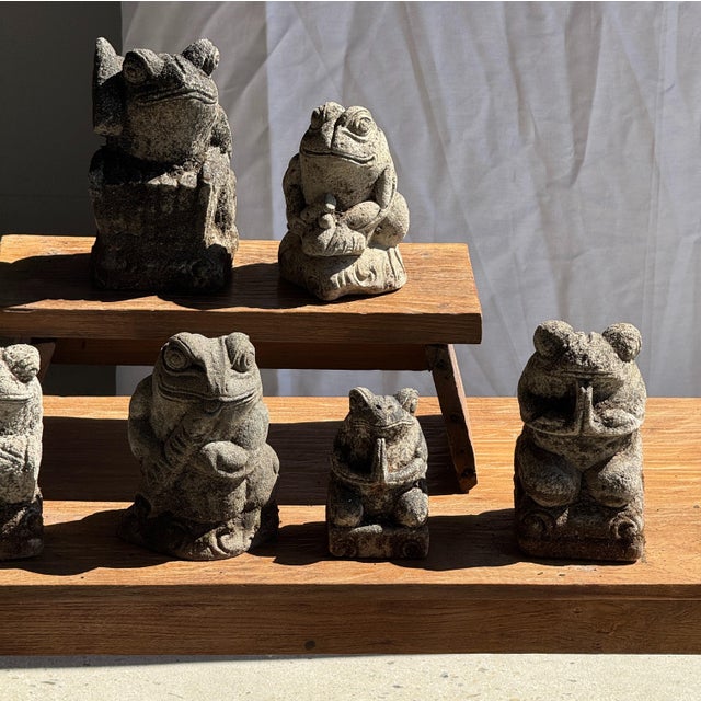 Small Balinese Limestone Frog Sculpture with Metallophone For Sale - Image 4 of 17