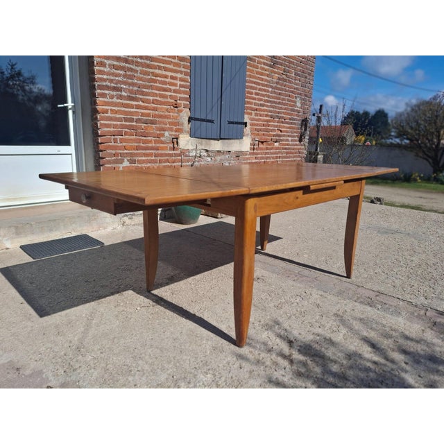 French Reconstruction Extendable Oak Table, 1950 For Sale - Image 4 of 17