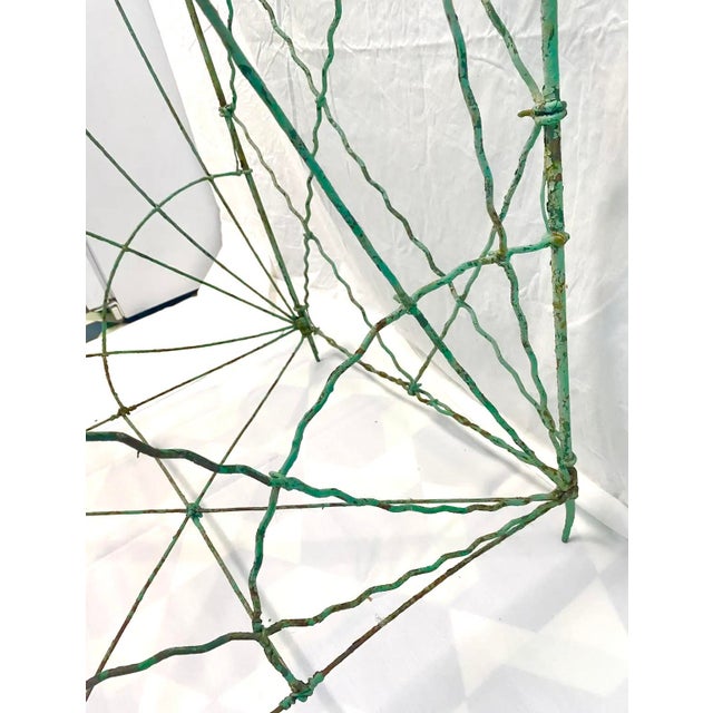 Mint Antique Victorian Wire Plant Stand – Three Tier Garden Shelf With Original Green Paint For Sale - Image 8 of 10