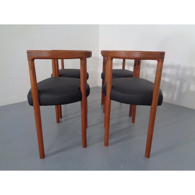 Teak & Leather Model 195 Dining Chairs by Ole Gjerløv-Knudsen & Torben Lind for France & Søn, Denmark, 1960s, Set of 4 For Sale - Image 10 of 18