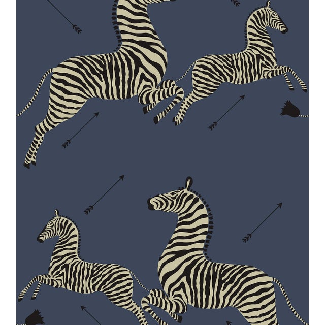 Contemporary Sample - The House of Scalamandré Zebras Removable Wallcovering, Denim For Sale - Image 3 of 3