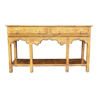 Vintage Baker Furniture Light Golden Oak Console Sofa Table For Sale
