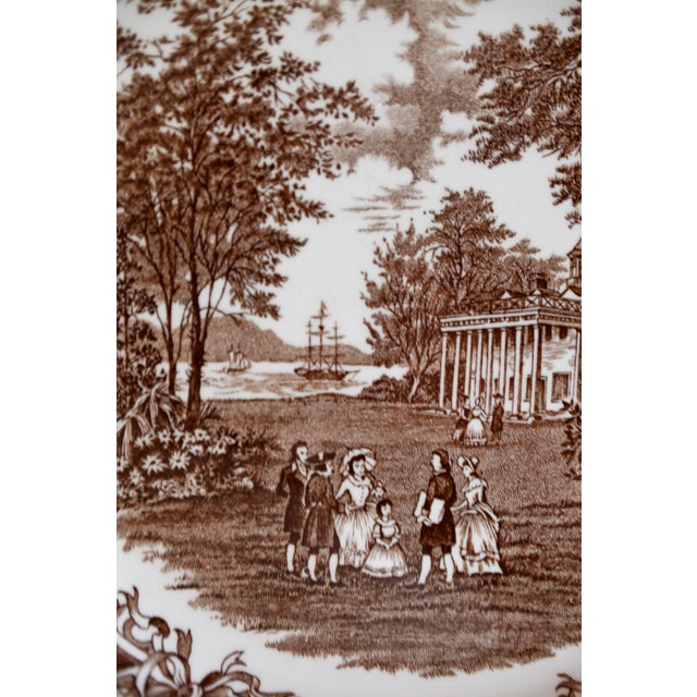 Meakin & Co. 1930s George Washington's Mount Vernon Americana Ironstone Brown White Transferware Plate by J&g Meakin England For Sale - Image 4 of 6