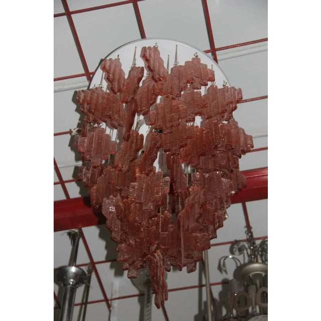 1970s Pink Murano Glass Chandelier from Mazzega, 1970s For Sale - Image 5 of 9