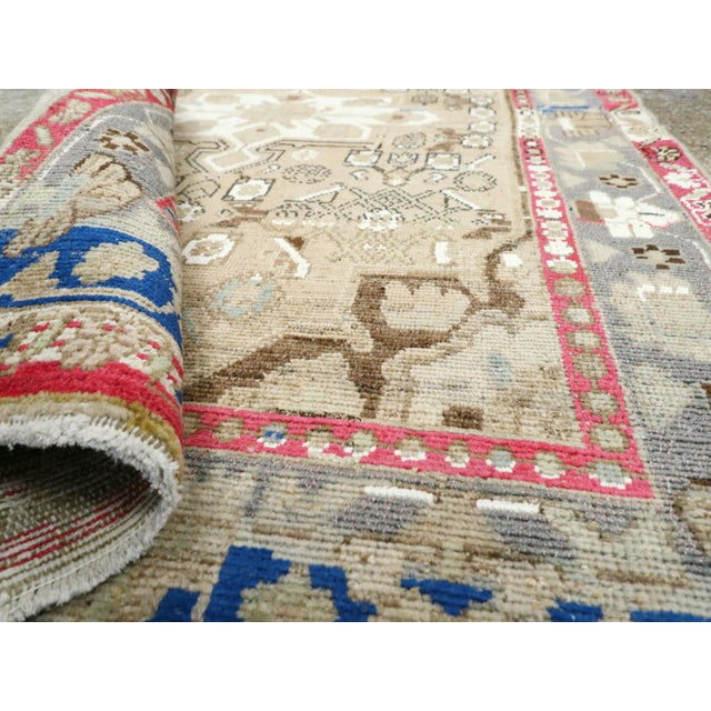 Galerie Shabab Collection Mid-Century Persian Folk Rug With Cerulean Blue, Grey, Pink, and White Tones For Sale - Image 10 of 10