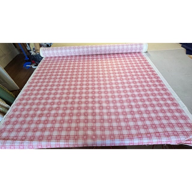 25 yards of pink and white plaid hand print fabric from Cowtan & Tout entitled “Cluny”