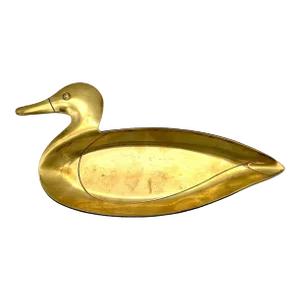 Mid-20th Century Vintage Brass Duck Trinket Dish