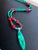 Wood Artisan Genuine Malachite Necklace With Large Sculptural Pendant and Red Bamboo Seeds Detail For Sale - Image 7 of 17