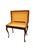 Elegant piano stool in mahogany with softly curved legs and a newly upholstered seat in a beautiful, high-quality corduroy...