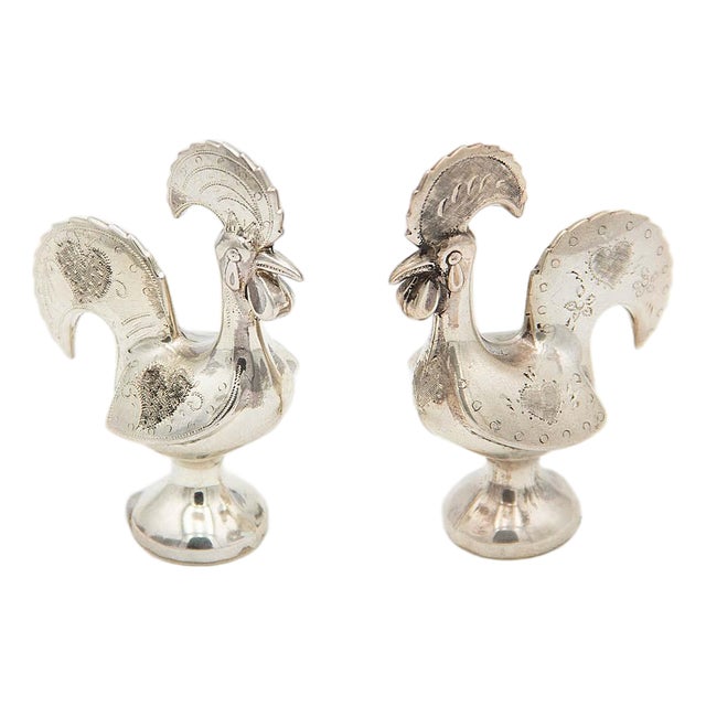 Silver Barcelos Roosters, Set of 2 For Sale