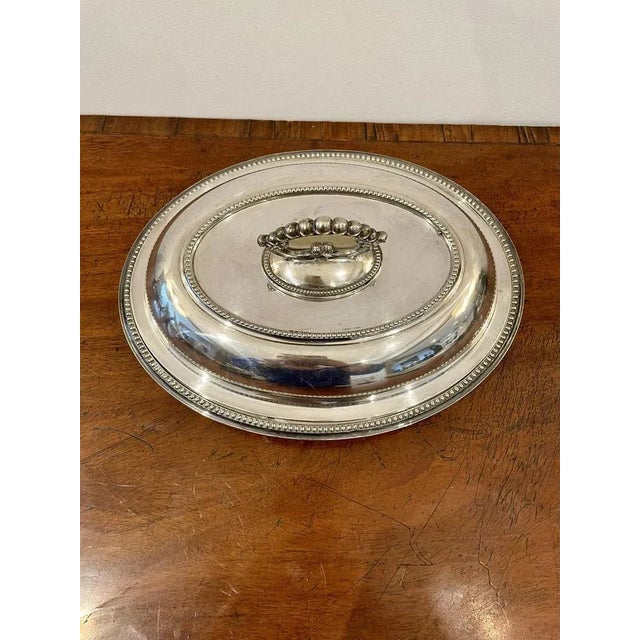 Antique Edwardian Silver Plated Entrée Dish For Sale - Image 3 of 8