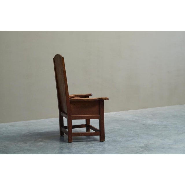 Brown Antique Armchair in Oak, Europe 19th Century For Sale - Image 8 of 15