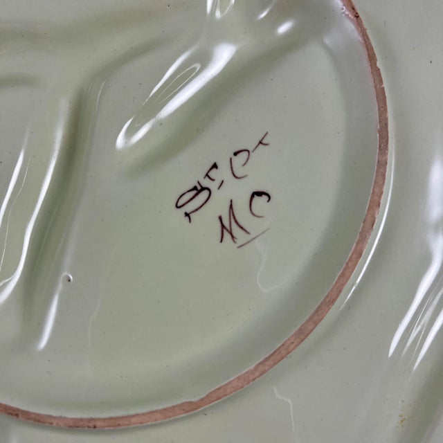 Émile Gallé St Clément Art Nouveau Trompe l'Oeil French Asparagus Plate, 1870 For Sale - Image 10 of 13