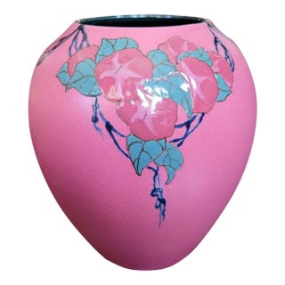 Rare 1921 Rookwood Pottery Vase – Sara Sax Signed – French Red Glaze Morning Glories For Sale