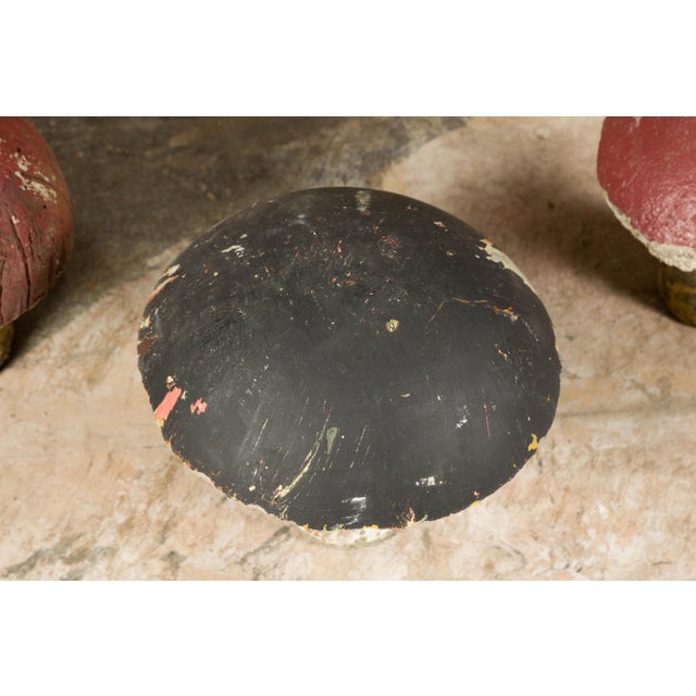 Mid-Century Modern Mid 20th Century Set of Three American Midcentury Painted Concrete Mushroom Garden Ornaments For Sale - Image 3 of 12
