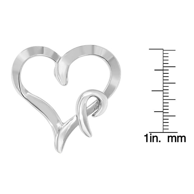 .925 Sterling Silver Heart Shaped Pendant Necklace For Sale - Image 4 of 4