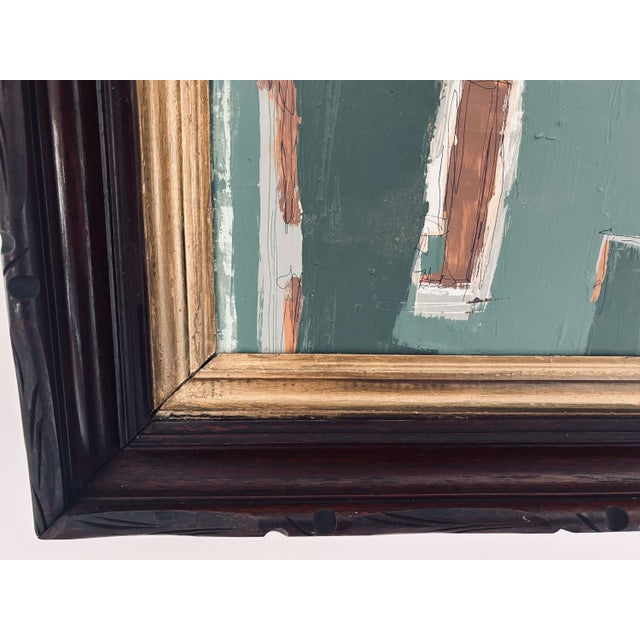 “Cabin Fern" Green Abstract Art in Antique Frame, Transitional Living Room Art by JTS For Sale In Minneapolis - Image 6 of 11