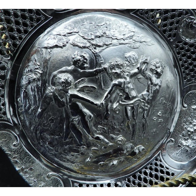 Late 19th Century Antique German Continental Silver Reticulated Dancing Amorini Cherubs Serving Plate Tray, 1880s For Sale - Image 5 of 7