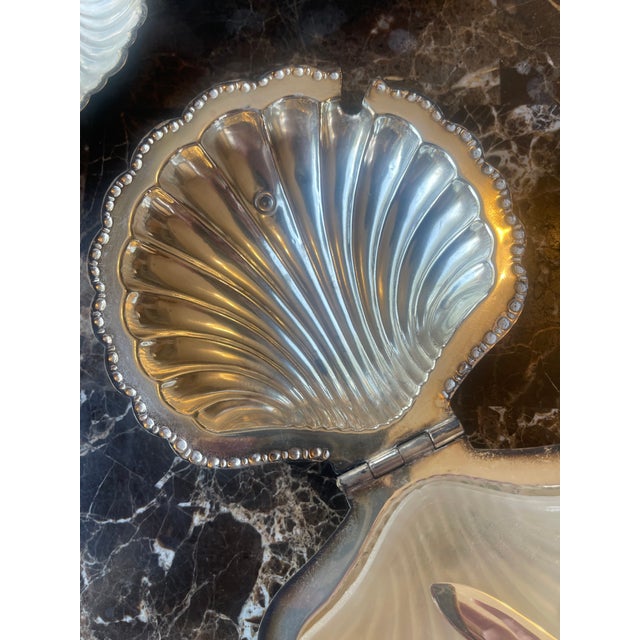 Vintage Silver & Glass Shell Caviar Dish Set - 7 pcs For Sale - Image 12 of 18