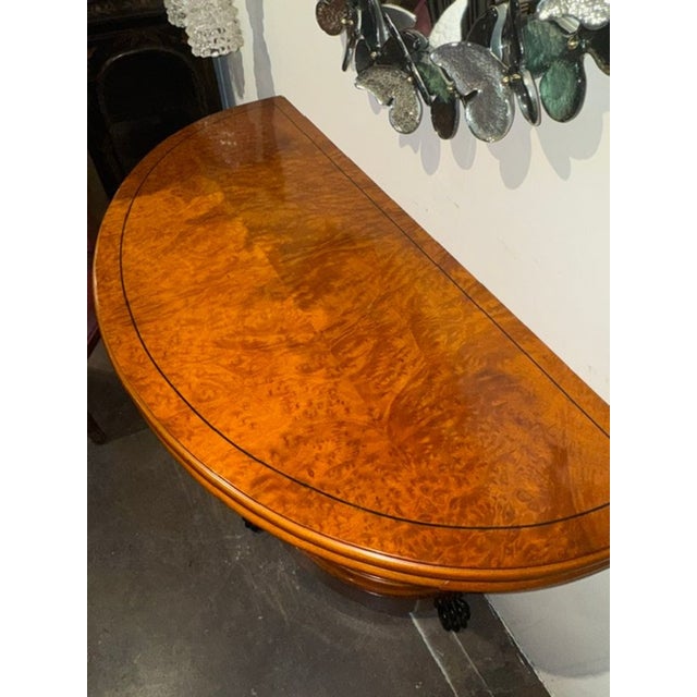 Fine Quality Italian Walnut Demi-Lune Side Table For Sale - Image 4 of 6