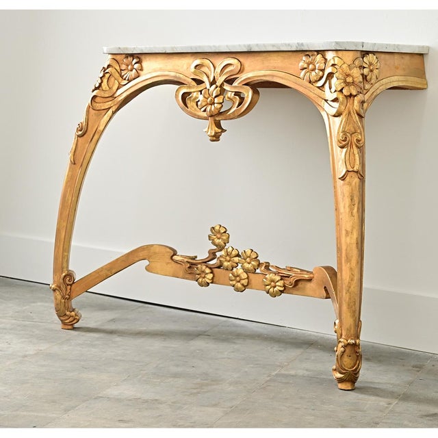 Early 20th Century French Art Nouveau Giltwood and Marble Console Table For Sale - Image 13 of 13
