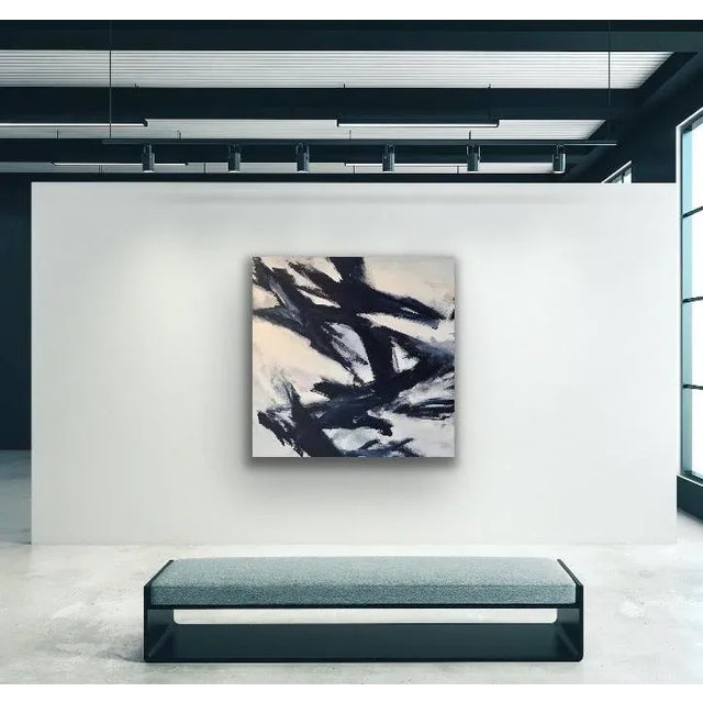 Paint “Europa” Contemporary Abstract Black and White Acrylic Painting For Sale - Image 7 of 8