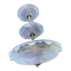 C. 1930 Ezan France French Art Deco Large Tiered Opalescent 7 Light Chandelier