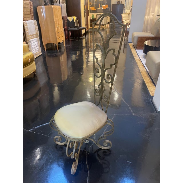 1930s Vintage Wrought Iron French Art Deco Chairs - a Pair For Sale In Los Angeles - Image 6 of 9
