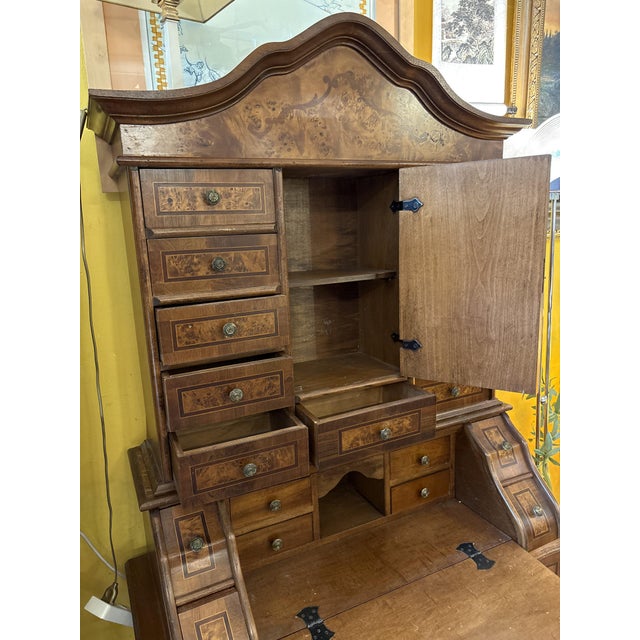 Antique Italian Baroque Walnut and Burl Secretaire, 1890s For Sale - Image 5 of 12