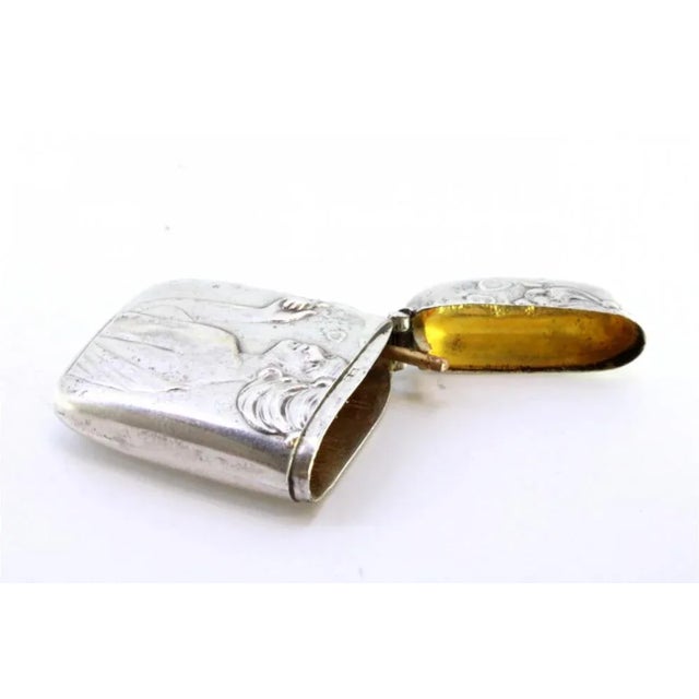 Art Nouveau Silver Matchbox with Relief Figure of Smoking Lady For Sale - Image 5 of 7