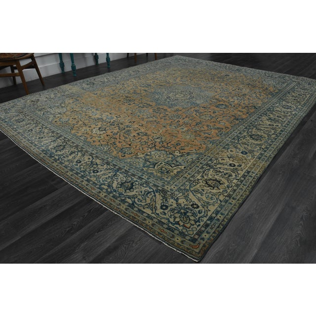 1970s Vintage Persian Handknotted Wool Orange Oversize Area Rug For Sale - Image 10 of 11