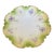 1970s Hand-Painted Cabinet Plate With Green and Gold Toned Ombre Border and Purple Floral Sprays For Sale