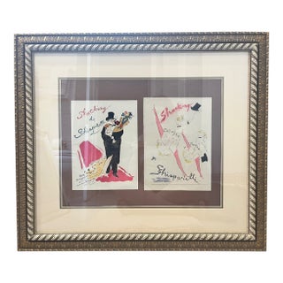 1940s Shocking by Schiaparelli Framed Perfume Advertisements For Sale