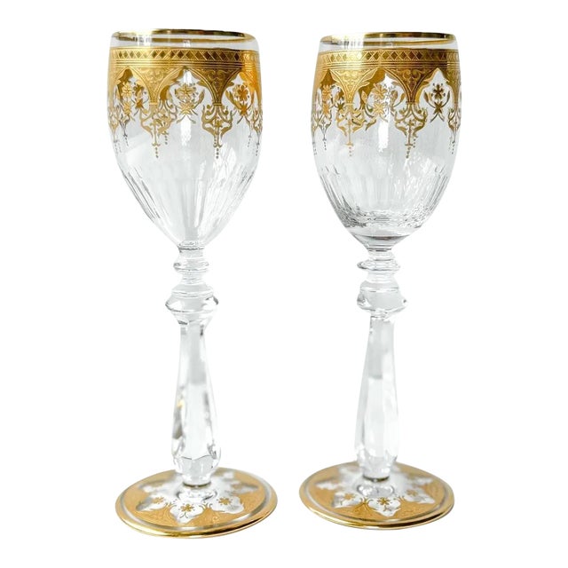 Vintage Baccarat ‘Prestige’ Gold Encrusted Crystal Glasses - Set of 2 For Sale