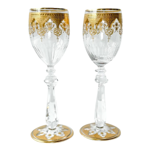 Vintage Baccarat ‘Prestige’ Gold Encrusted Crystal Glasses - Set of 2