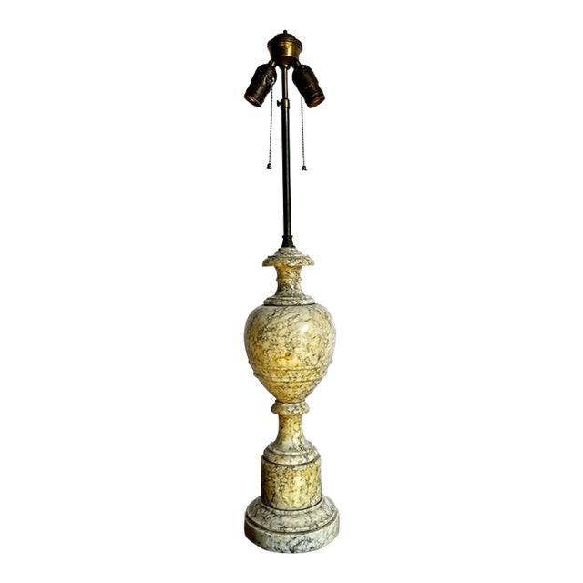 Antique Italian Polished Alabaster Table Lamp For Sale