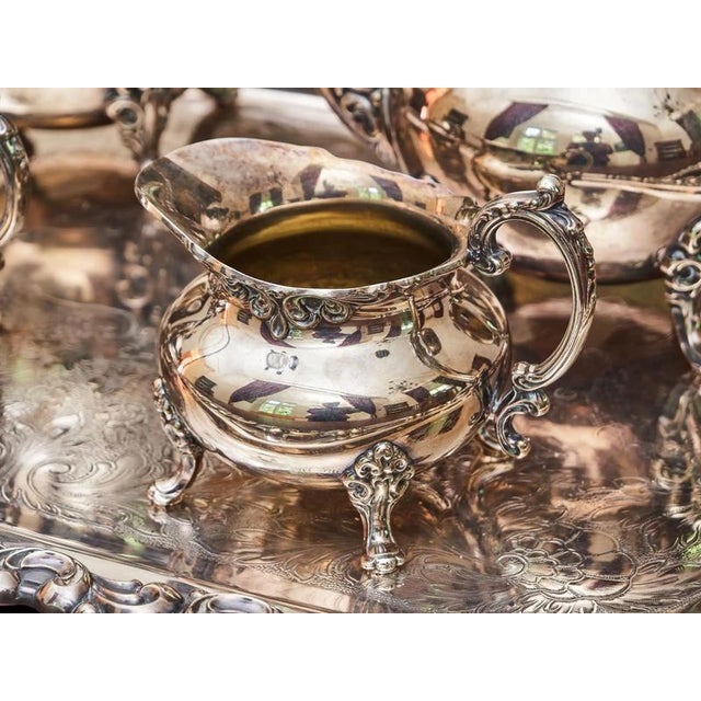 Silver Heirloom Coffee and Tea Service with Venetian Scroll from Oneida, Set of 5 For Sale - Image 8 of 15
