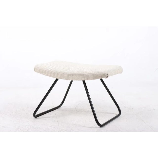 Mid-Century Stool with Fabric, Denmark, 1960s For Sale - Image 4 of 4