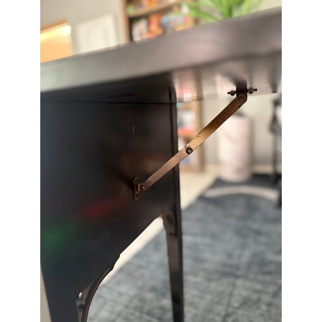 Mid 20th Century Chinoiserie Hand-Painted Black & Gold Drop-Leaf Server For Sale - Image 11 of 12