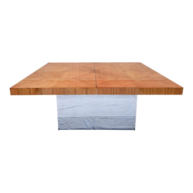 Milo Baughman for Thayer Coggin Wood Chrome Dining Table For Sale