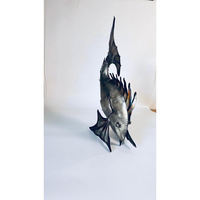 Modern Metal Fish Sculpture with Subtle Reflections For Sale - Image 3 of 8
