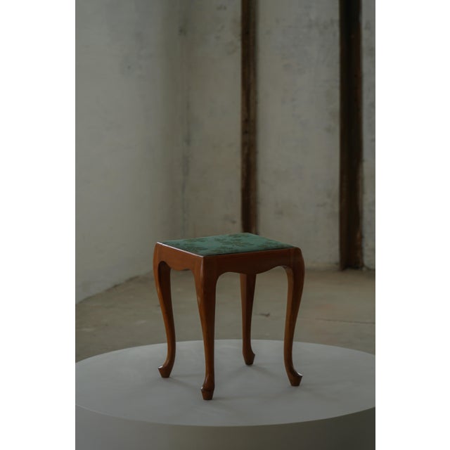Mid-Century Rococo Style Wooden Stools with Cabriole Legs, Denmark, 1940s, Set of 2 For Sale - Image 4 of 18