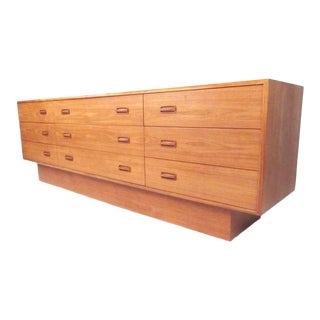 Scandinavian Style Nine-Drawer Teak Dresser For Sale