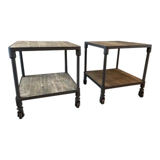 Restoration Hardware Rustic Industrial Side Tables - a Pair For Sale
