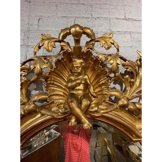 19th Century Large Scale French Rococo Carved and Giltwood Mirror For Sale - Image 4 of 8