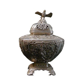 Silver Coating Artisitic Square Vase Shape Incense Burner Display For Sale