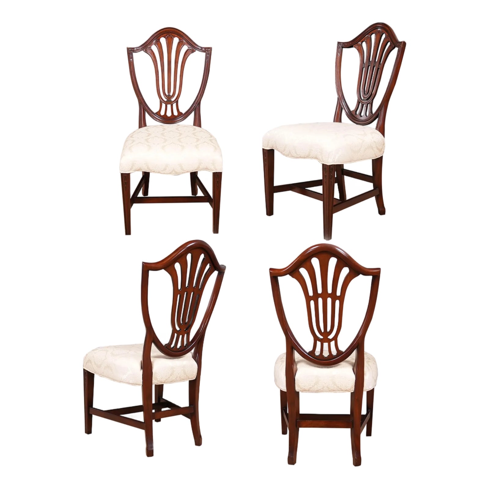 1990s Nvin0524 Vintage Millinder Set of 4 Shield Back Chairs | Chairish