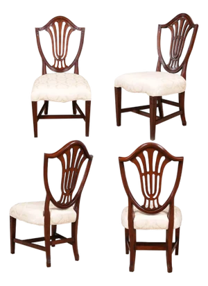 1990s Nvin0524 Vintage Millinder Set of 4 Shield Back Chairs