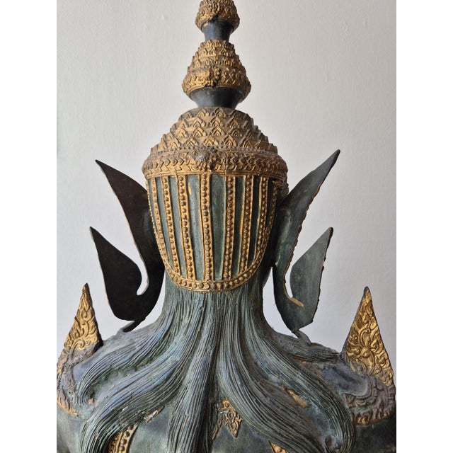 Monumental Thai Devotional Temple Figure, 1950s, Bronze and Gilding For Sale - Image 6 of 8