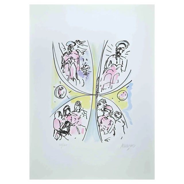 Sante Monachesi, The Sacred Heaval, Original Lithograph, 1977 For Sale